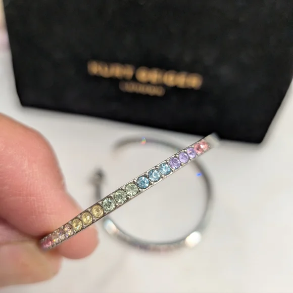 Kurt Geiger Pastel Rainbow Crystal Hoop Earrings - Picture 4 of 5